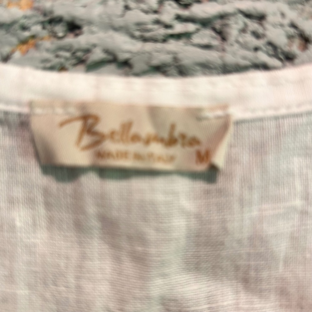 Bellambra White 100% Linen Lace Trim Sleeveless Top Made in Italy Womens Medium - Picture 4 of 6